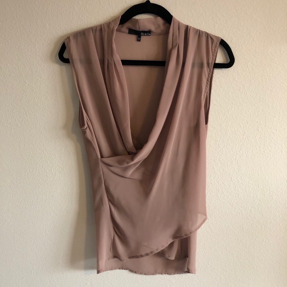 Ro & De Sleeveless Surplice Blouse Size Small